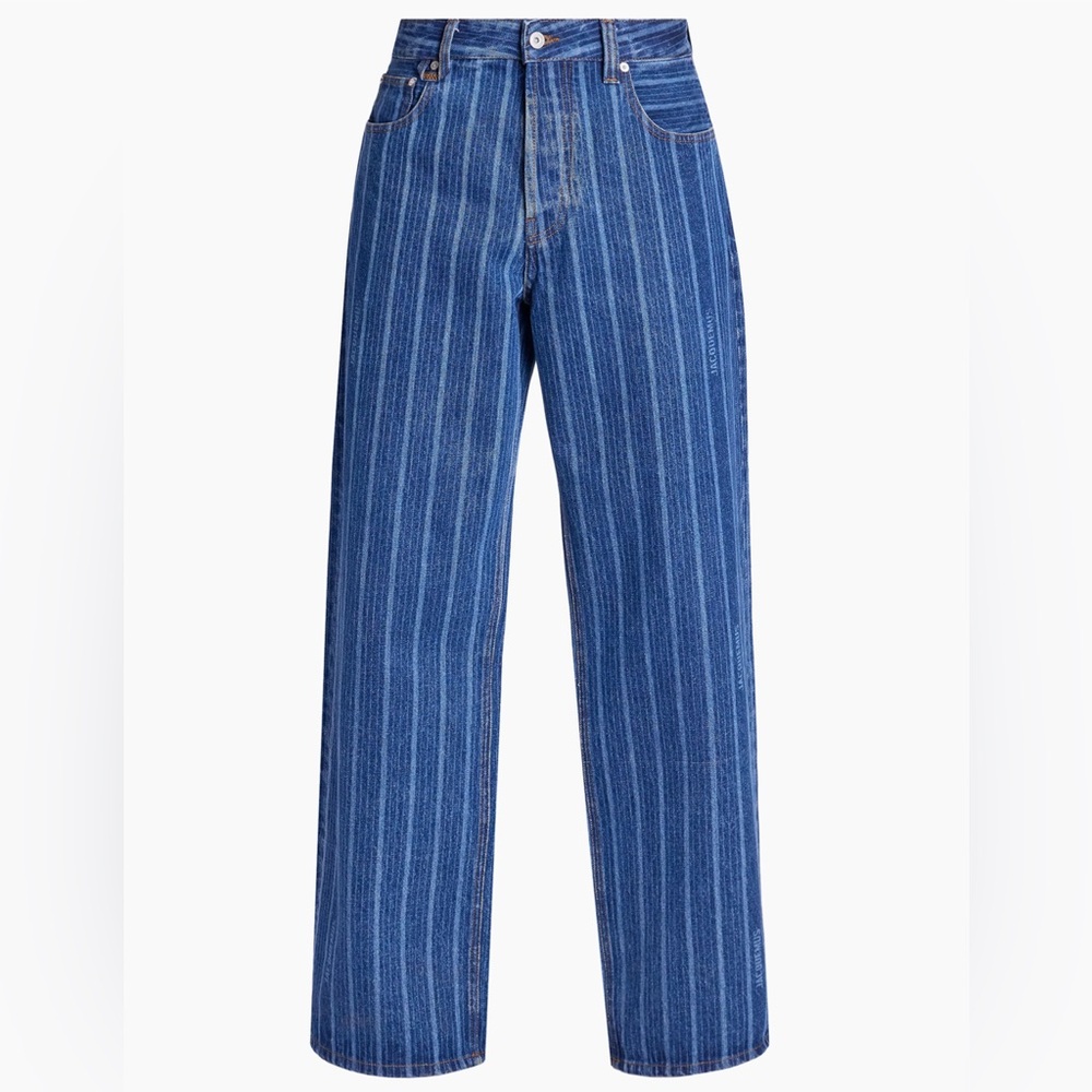 Jacquemus Blue Straight Jeans with High Waist